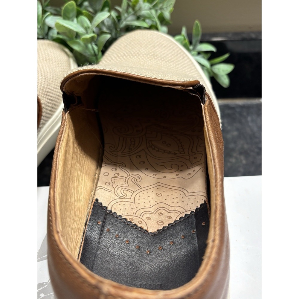 Robert Graham Mens Sz 10 Slip On Nico Loafers Breathable Ivory W/ Brown Leather - Picture 6 of 13